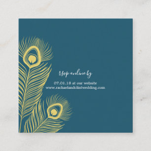 Cartões RSVP de Casamento Peacock Dourado Elegante