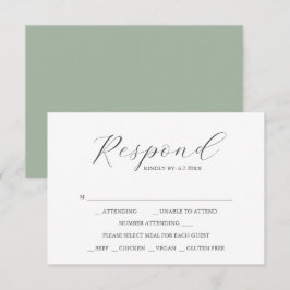 Cartões RSVP de Casamento Personalizado Verde