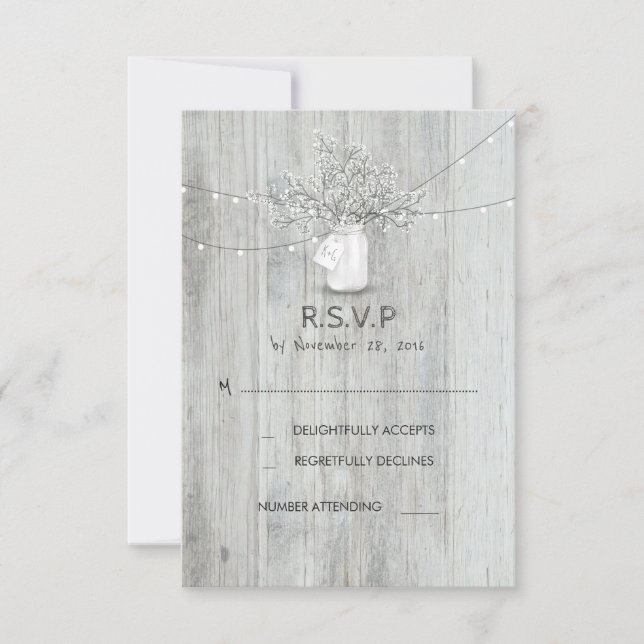 Cartões RSVP de Casamento Respiratório Rustic Maso (Frente)