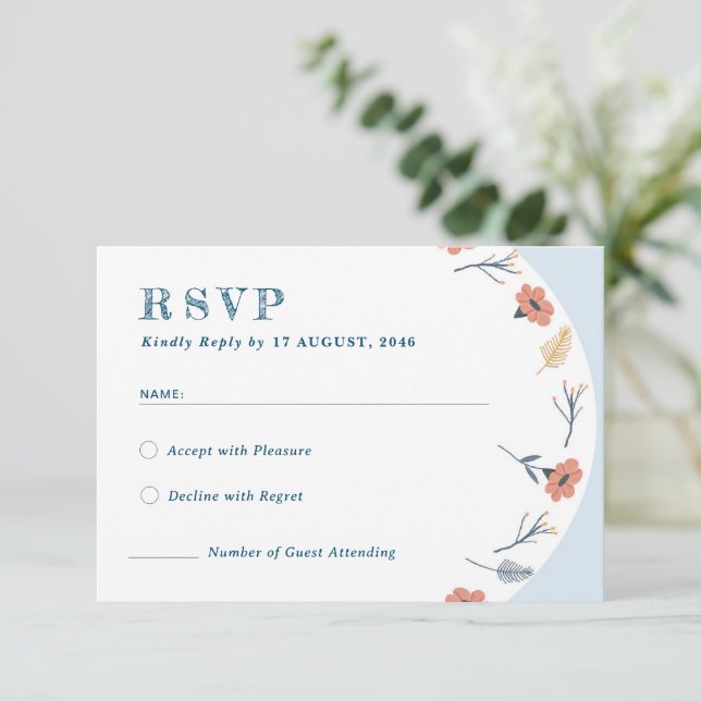 Cartões RSVP De Casamento Retro Lindos (Em pé/Frente)