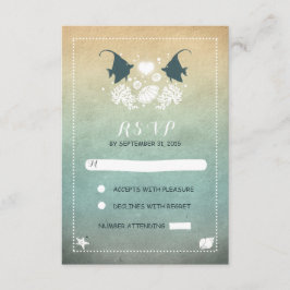 cartões RSVP de casamento romântico em praia