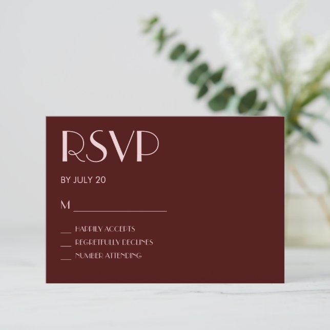 Cartões Rsvp de casamento rosa-claro (Em pé/Frente)