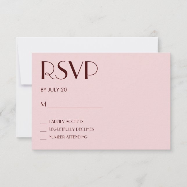 Cartões Rsvp de casamento rosa-claro (Frente)