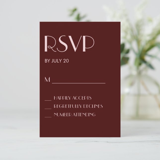 Cartões Rsvp de casamento rosa-claro (Em pé/Frente)