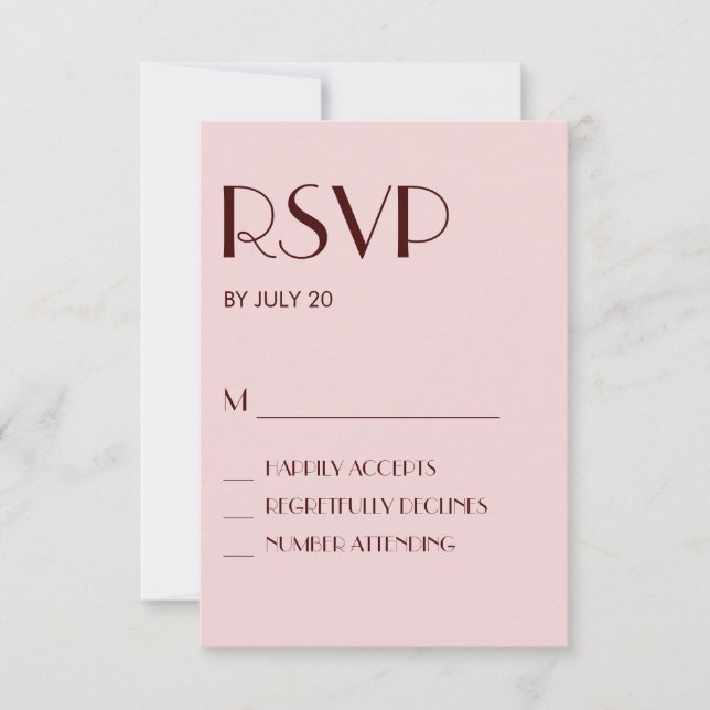 Cartões Rsvp de casamento rosa-claro (Frente)