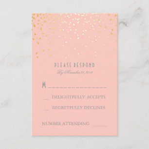 Cartões RSVP de Casamento Rosa Cor-de-Rosa Dourado