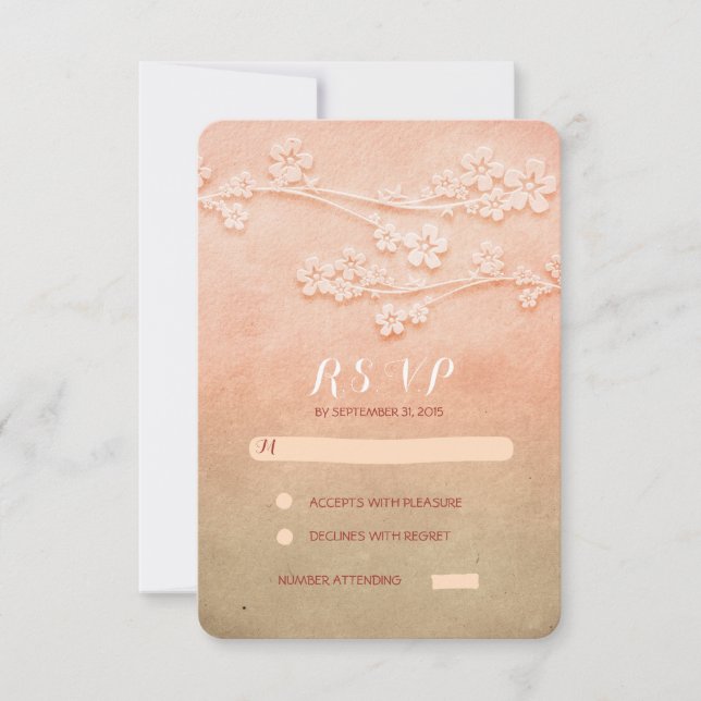 cartões RSVP de casamento rosa-d-água (Frente)