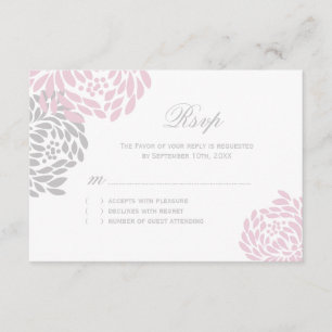 Cartões RSVP de Casamento Rosa e Cinza