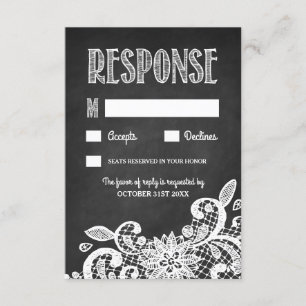 Cartões RSVP de Casamento Russo de Chalkboard e La