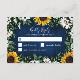 Cartões RSVP de Casamento Russo de Girassol Azul-m