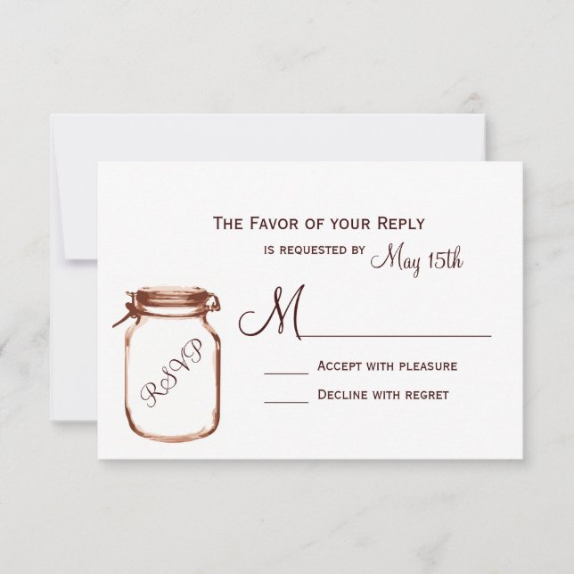 Cartões RSVP de Casamento Russo do País Mason Jar (Frente)
