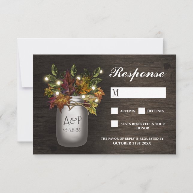 Cartões RSVP de Casamento Russo Mason Jar (Frente)