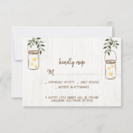 Cartões RSVP de Casamento Russo Mason Jar & Firefl