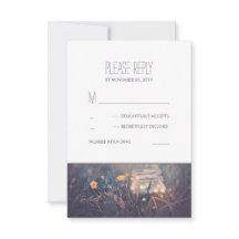 Cartões RSVP de Casamento Russo Mason Jar Lights