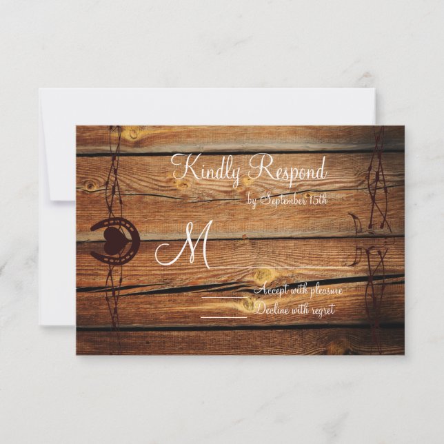 Cartões RSVP de Casamento Rustic Barbed (Frente)