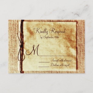 Cartões RSVP de Casamento Rustic Burlap