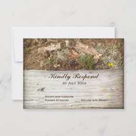 Cartões RSVP de Casamento Rustic Camo and Wood Cou