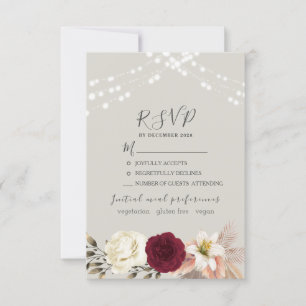 Cartões RSVP de Casamento Rustic String Lights