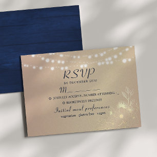 Cartões RSVP de Casamento Rustic String Lights