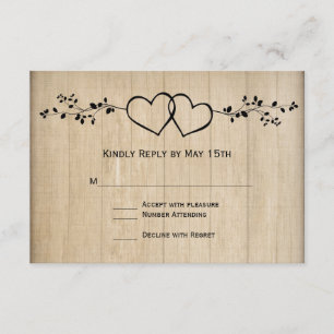 Cartões RSVP de Casamento Rustic Vintage Double He