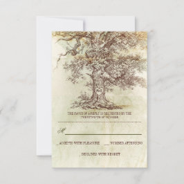 Cartões RSVP de casamento rústico da árvore marrom