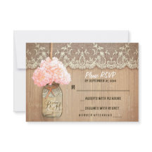 cartões RSVP de casamento rústico da hydrangea mas