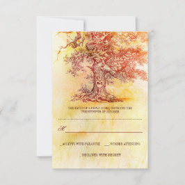 Cartões RSVP de casamento rústicos da árvore do ou