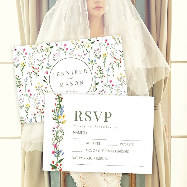 Cartões RSVP de casamento rústicos de primavera co (Criador carregado)