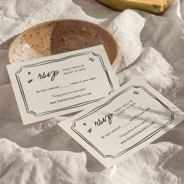 Cartões RSVP De Casamento Simples Desenhados À Mão (Criador carregado)