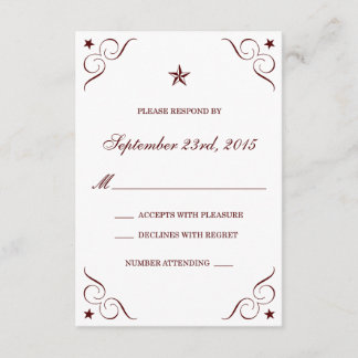 Cartões RSVP de Casamento Solitário da Maroon Texa