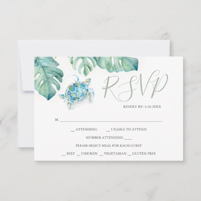 Cartões RSVP de Casamento Tropical (Frente)