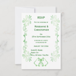 Cartões RSVP de Casamento Verde Emerald Bells Scro