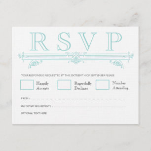 Cartões RSVP de Casamento Vintage Aqua Turquoise