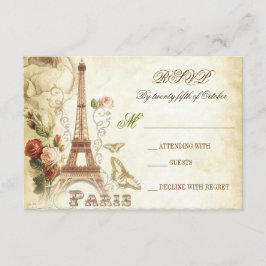 Cartões RSVP de Casamento Vintage - PARIS FRANCE