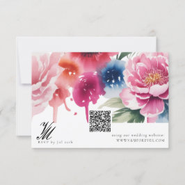 Cartões RSVP de código QR de Casamento Bright Bloo