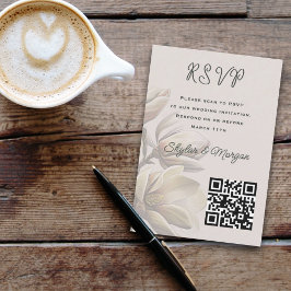Cartões RSVP de Código QR de Casamento da Magnolia