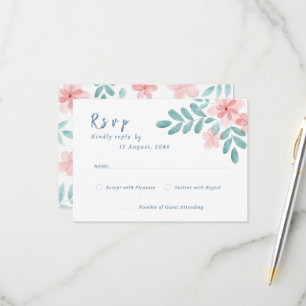 Cartões RSVP de Convite de Casamento Cor de Água-C