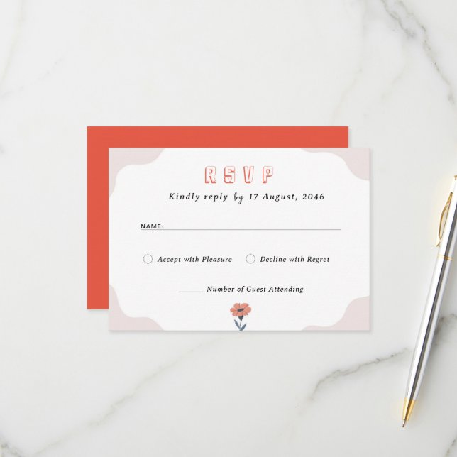 Cartões RSVP de Convite para Casamento Flamental d (Frente/Verso In Situ)