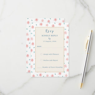 Cartões RSVP de Convite para Casamento Floral Rosa