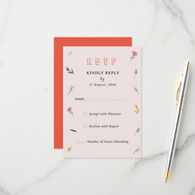 Cartões RSVP de Convite para Casamento Foral de Pr (Frente/Verso In Situ)