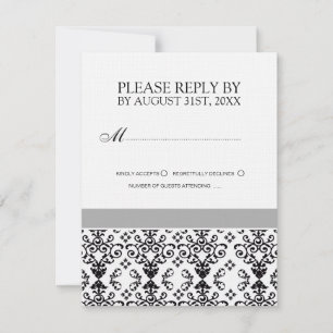Cartões RSVP de Convite para Casamento Negro e Bra