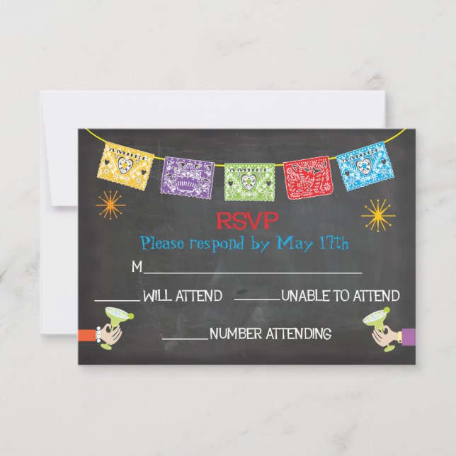 Cartões RSVP de Fiesta mexicano (Frente)