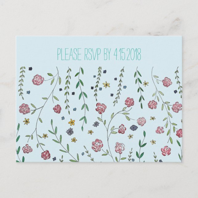 Cartões RSVP de Livros e Blossomas (Frente)