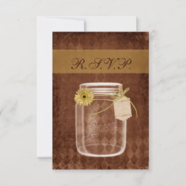 cartões rsvp de mason jar girassol 3.5 x 5