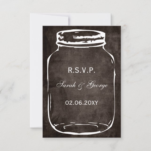 cartões rsvp de mason jar rustic padrão 3,5 x 5 (Frente)