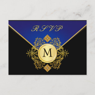 Cartões RSVP de Ocasião Especial Azul Elegante