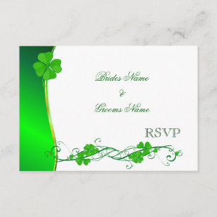 Cartões RSVP de Padrão de Shamrock Verde