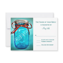 Cartões RSVP de País Russo Mason Jar Blue