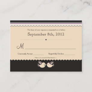 Cartões RSVP de Pássaros com Amor Violeta e Teal