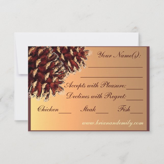 Cartões RSVP de pinho-pinho-do-outono russos (Frente)